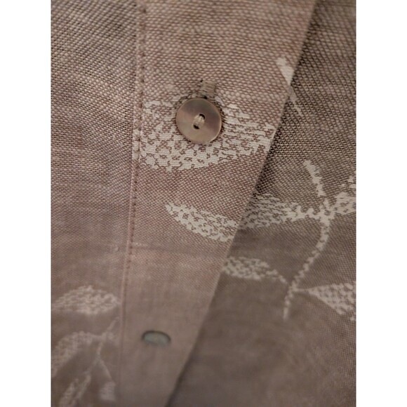 Susan Graver Shirt Women's 3X Beige White Floral Linen Blend Top Blouse Coastal - Picture 4 of 11